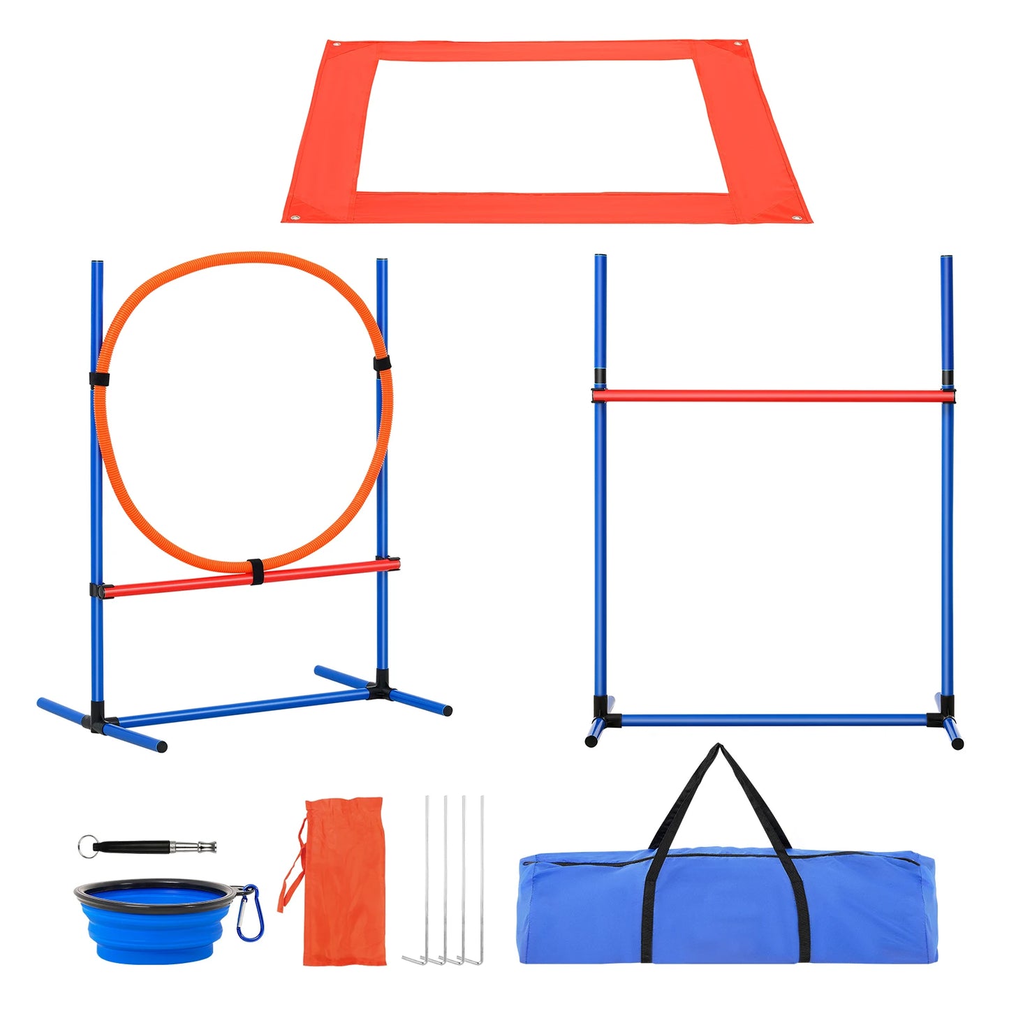 SucceBuy Dog Agility Training Equipment 4 Piece Set Adjustable Hurdles