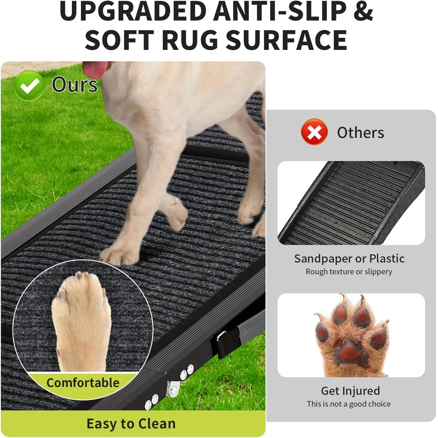HiMISS Upgraded Folding Dog Ramp For Cars With Non Slip Surface