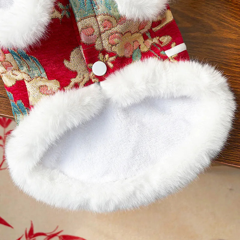 Autumn Winter Thick Velvet Tang Style Chinese Pet Vest