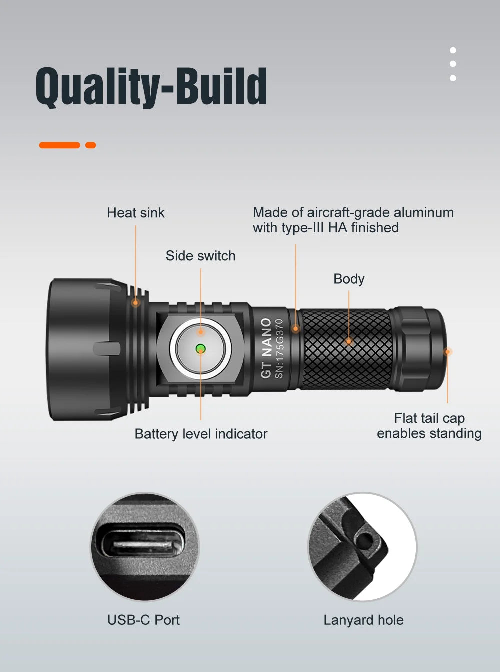 Lumintop GT Nano V3.0 USB Rechargeable Mini Outdoor Flashlight