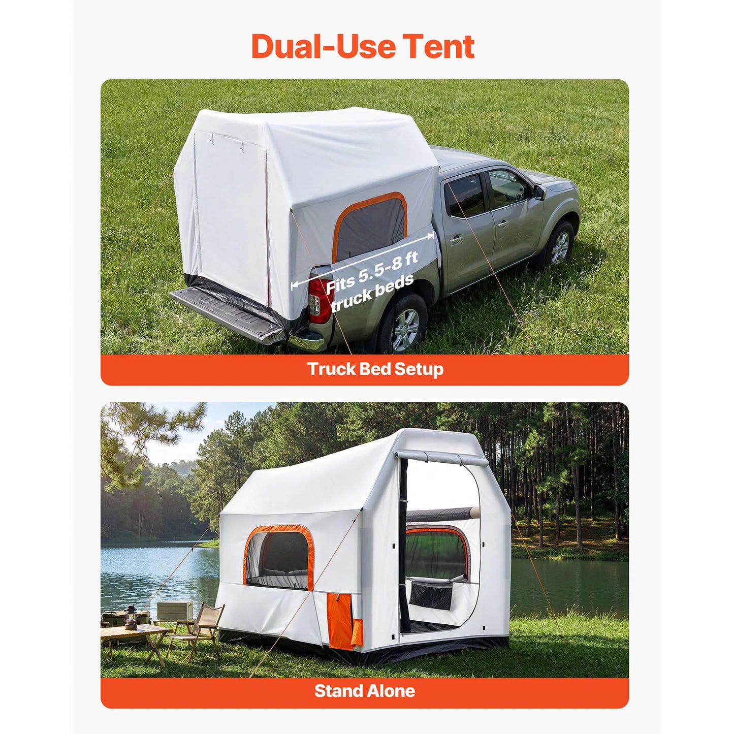 SucceBuy Inflatable Truck Bed Tent Three Season Ventilated Mesh Windows Hiking