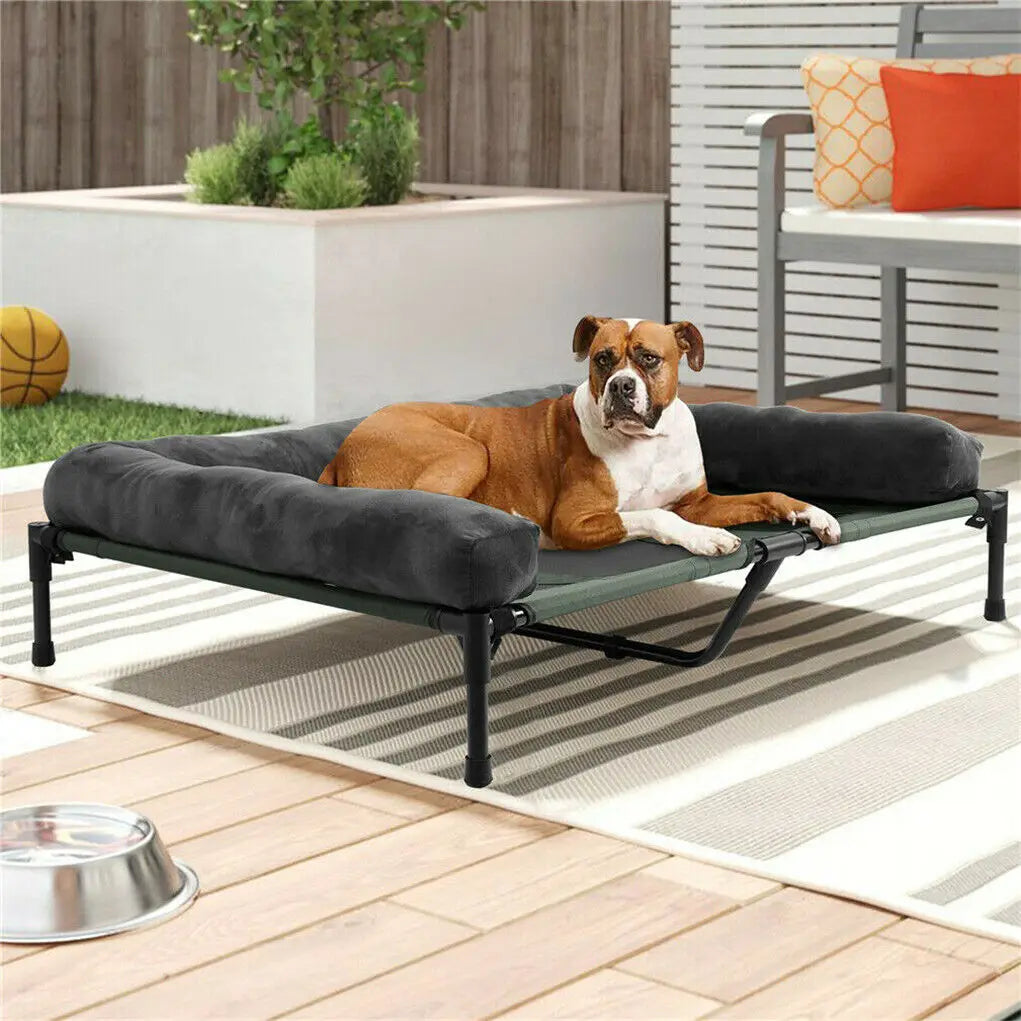 Bingopaw Elevated Cooling Dog Bed With Mesh Bolster Indoor Outdoor