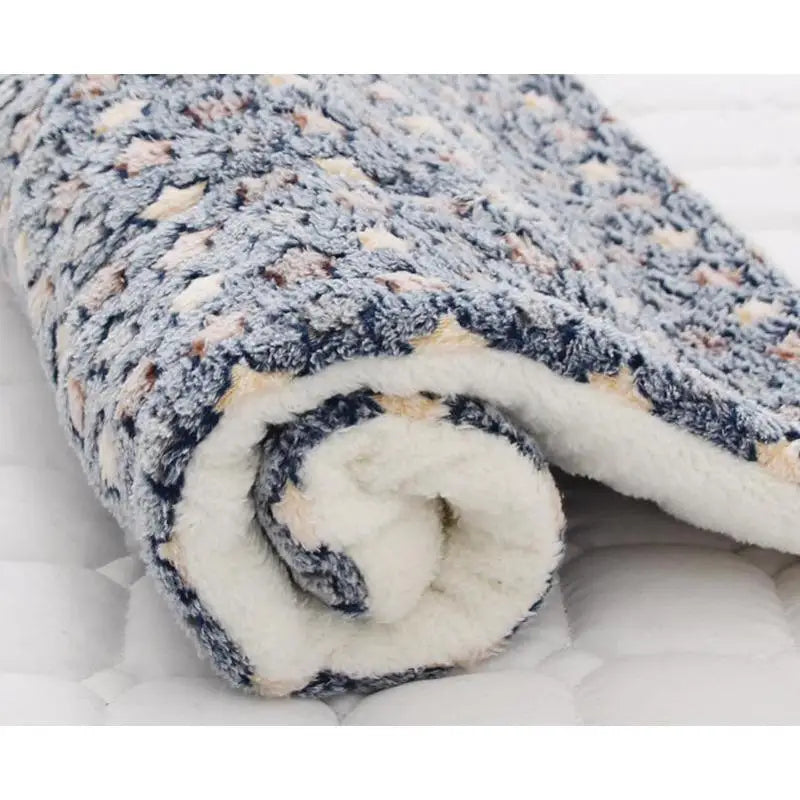Soft Coral Fleece Pet Sleeping Mat With Bear Pattern