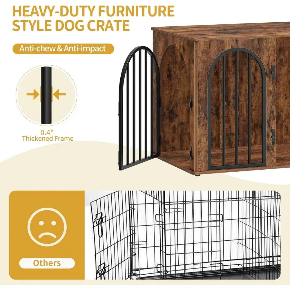 Wooden Dog Crate Indoor Kennel With Side Table Heavy Duty