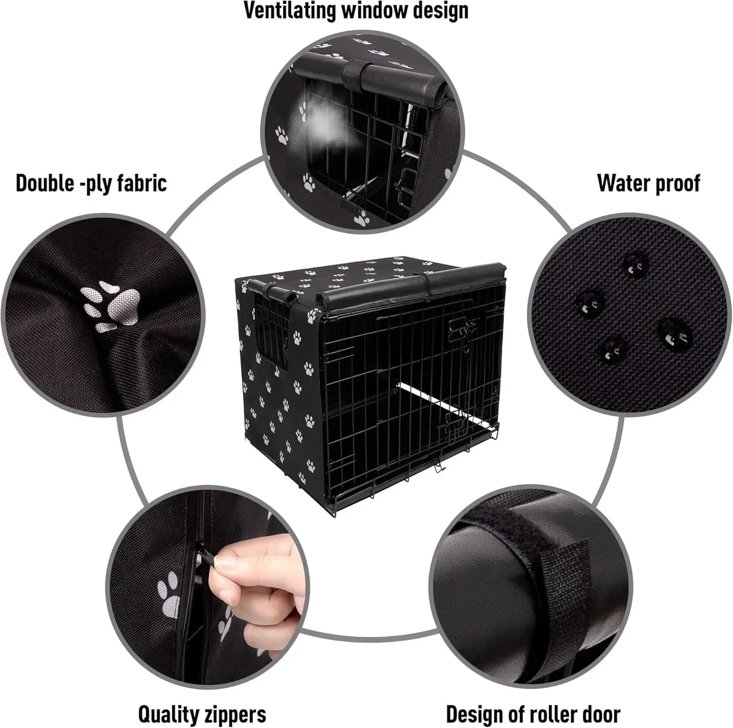 Waterproof Dog Crate Cover For Wire Cages Universal Fit