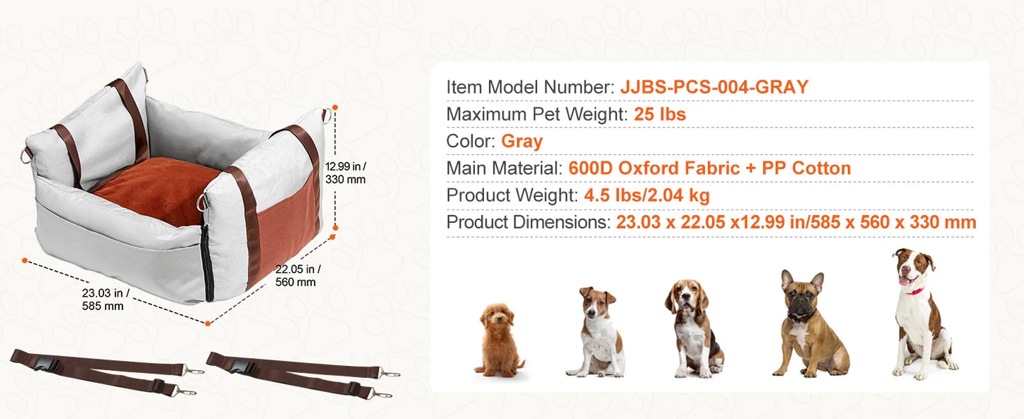 SucceBuy Dog Car Seat Waterproof Booster With ClipOn Leash