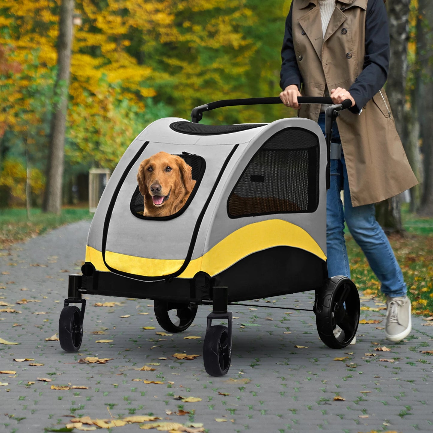 Portable Four Wheel Dog Stroller Foldable For Outdoor Travel
