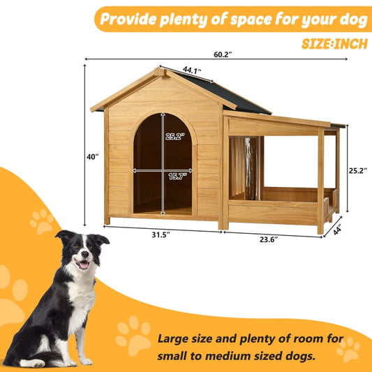 Natural Outdoor Dog House With Insulated Lining For Winter