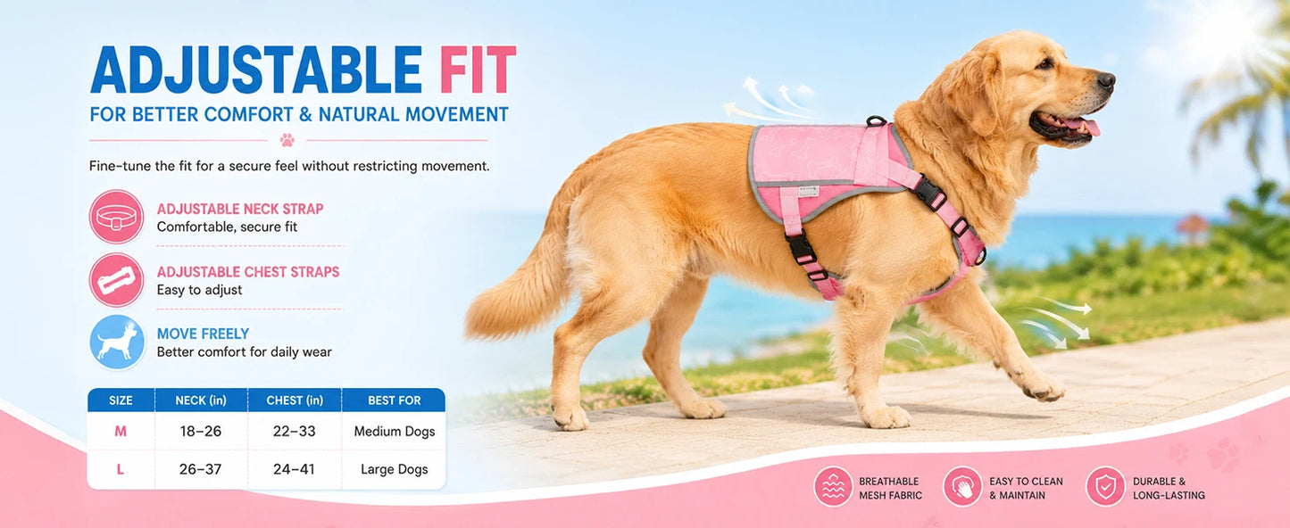 Cooling Vest For Dogs With Replaceable Cooling Packs, Lightweight