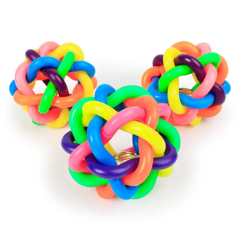 Woven Bell Dog Toy Bite Resistant Rubber Chew Ball Fetch