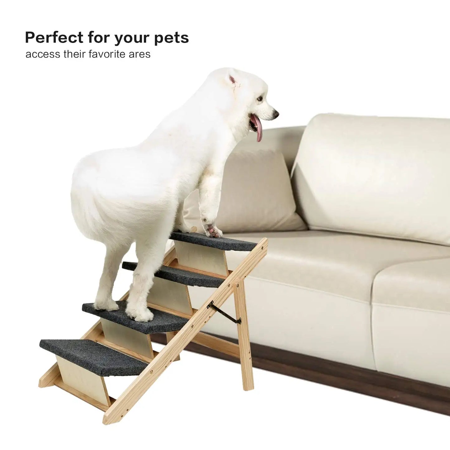 Wooden Portable Foldable Pet Stairs Ramp For Beds And Cars
