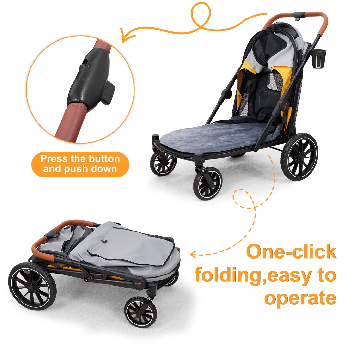 Foldable Pet Stroller for Dogs and Cats Travel in Comfort