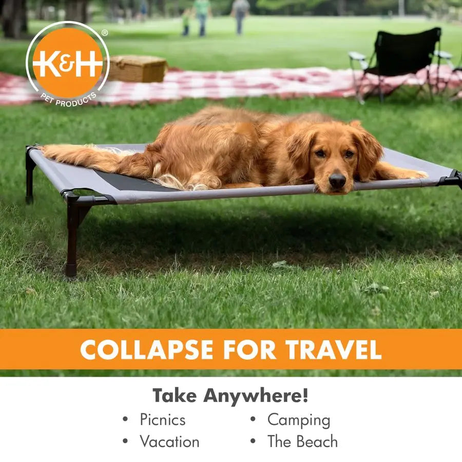 Outdoor Elevated Dog Cot Hammock Bed With Breathable Mesh Cover