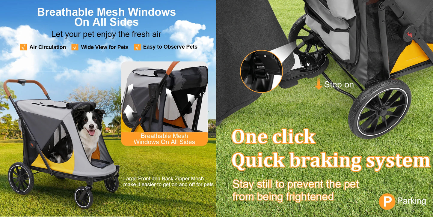 Foldable Pet Stroller for Dogs and Cats Travel in Comfort