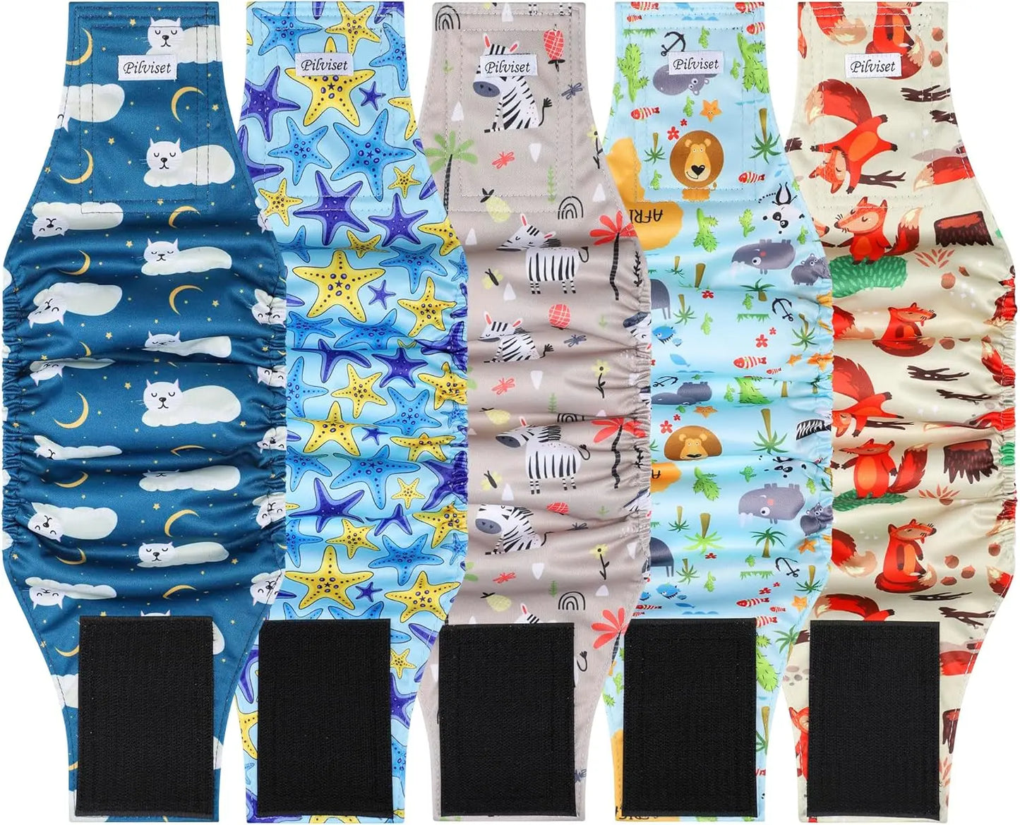 Premium Male Dog Belly Bands Reusable Leak Proof 5 Pack