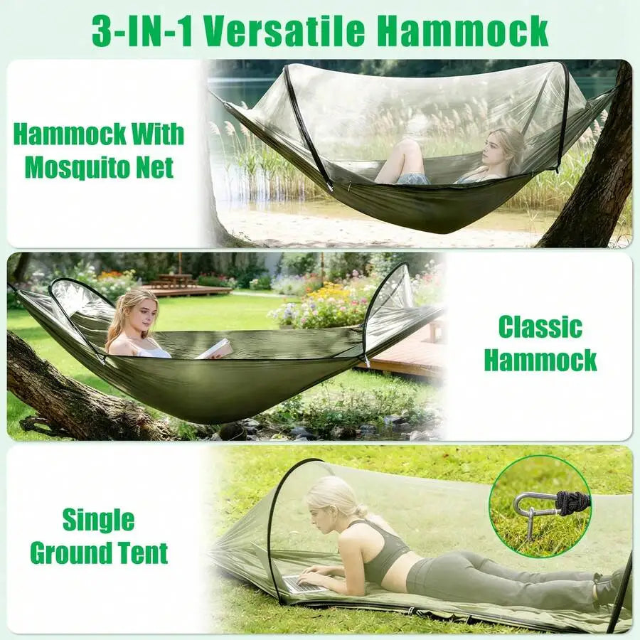HM301 3-In-1 Camping Hammock With Pop-Up Mosquito Net