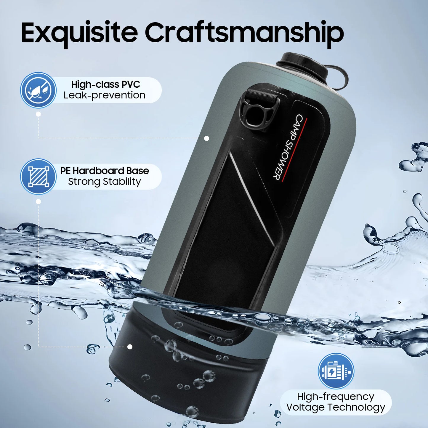 Bymaocar Portable Camping Shower Bag Foldable Solar Water Bag Outdoor