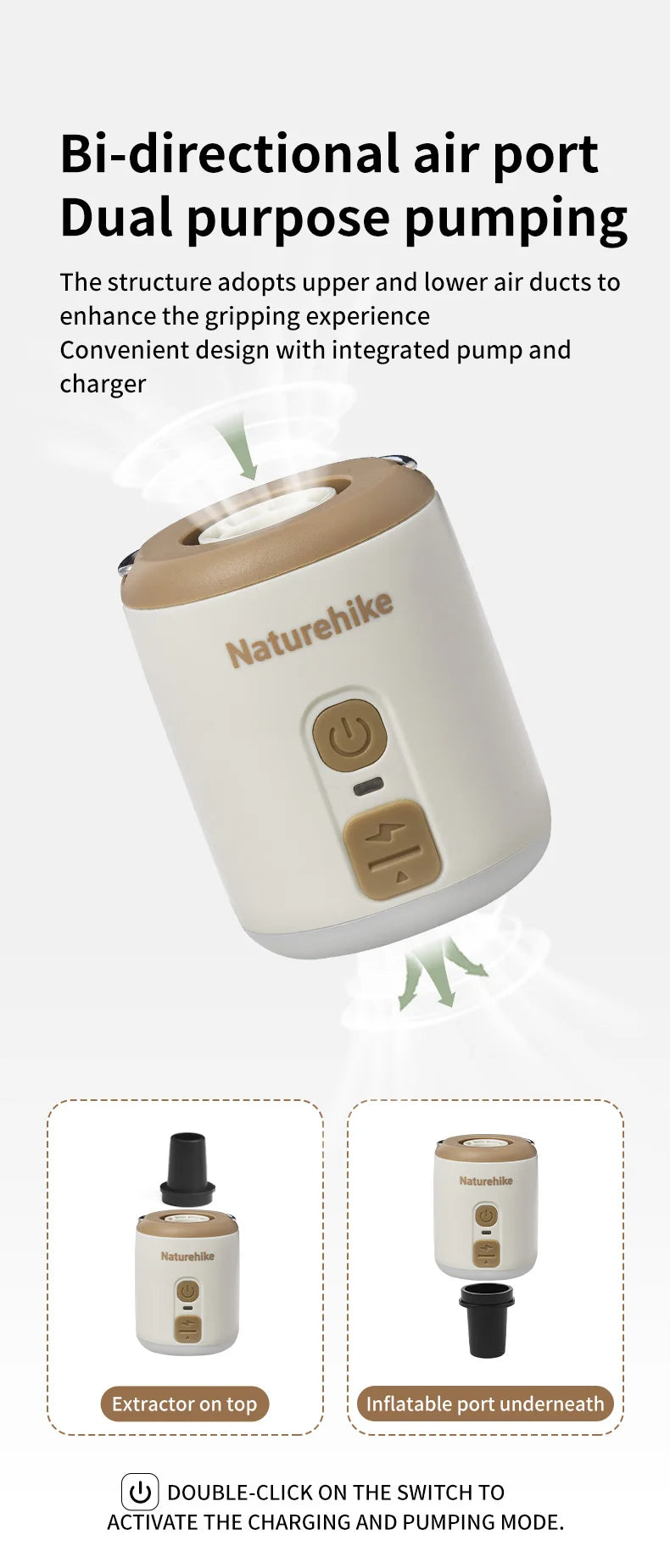 Naturehike Portable Multi Function Air Pump For Inflatable Mat