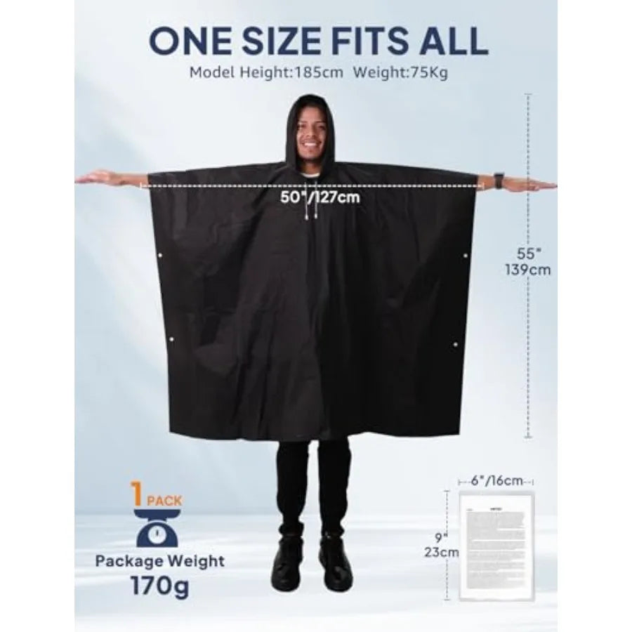 ANYOO Rain Ponchos for Adults Hooded Rain Jackets 2 Pack