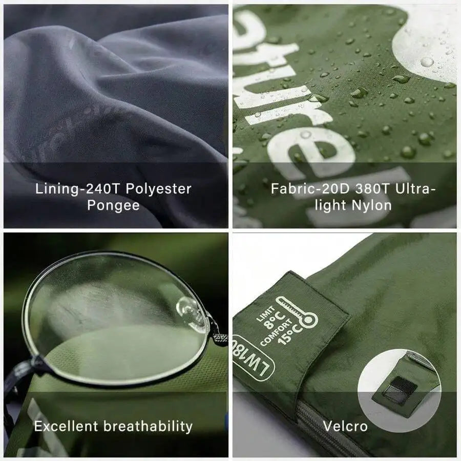 Lightweight Envelope Sleeping Bag Waterproof Ripstop Nylon For Camping