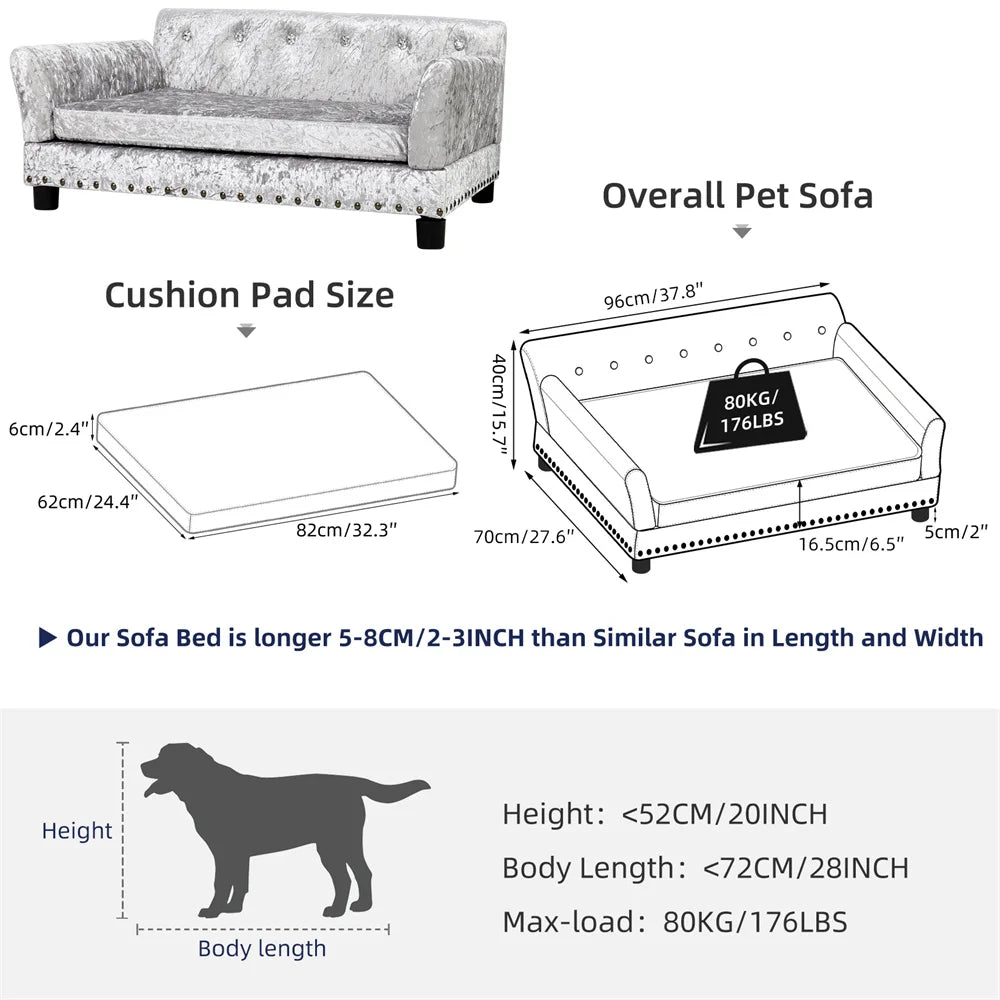 Borwart Luxury Heavy Duty Pet Sofa Bed With Removable Cover