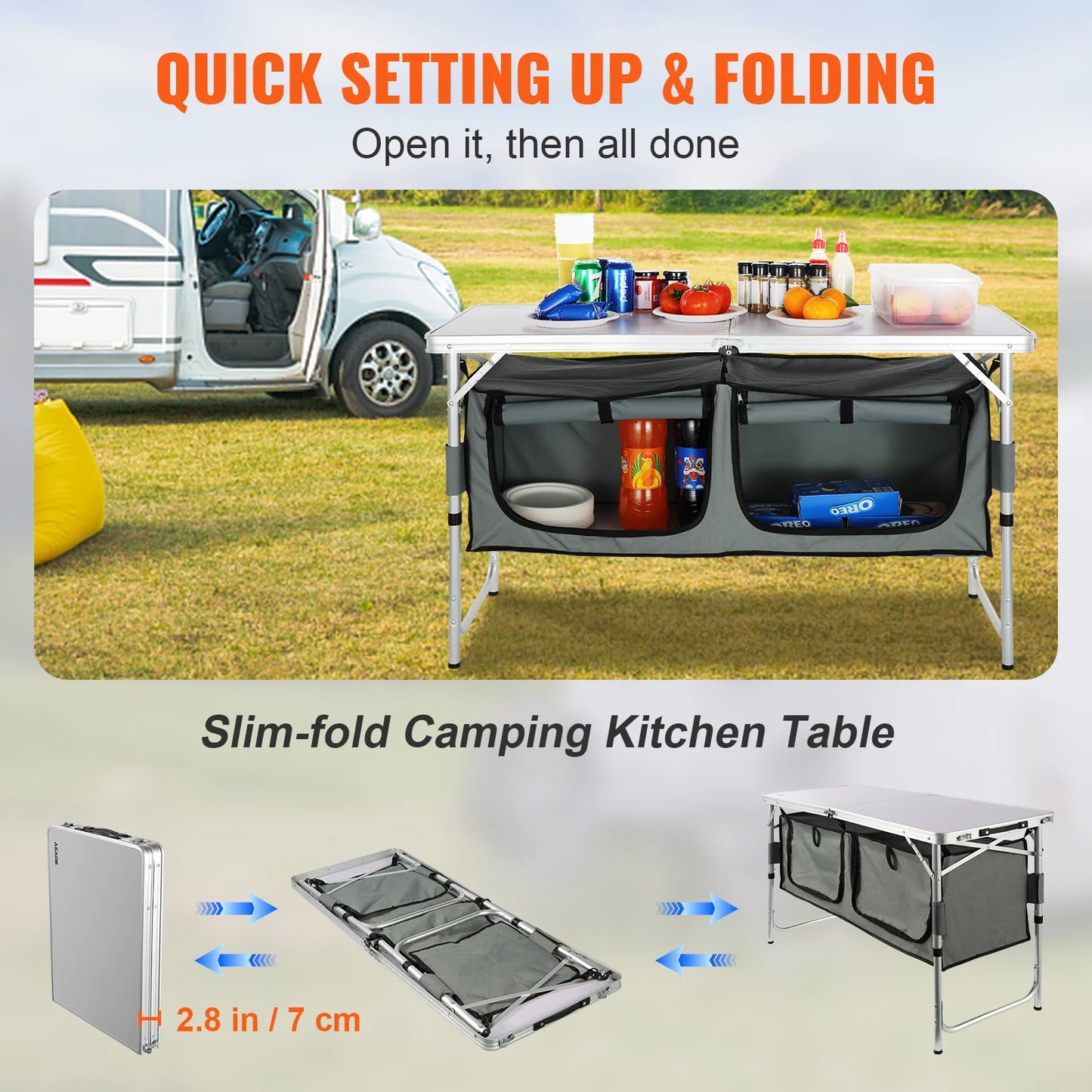 VEVOR Camping Kitchen Table Folding Outdoor Prep Station