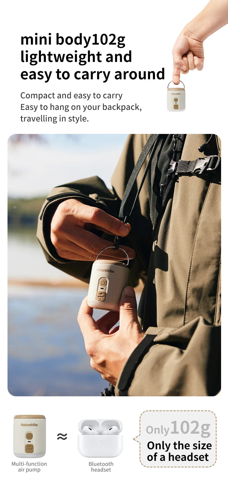 Naturehike Portable Multi Function Air Pump For Inflatable Mat