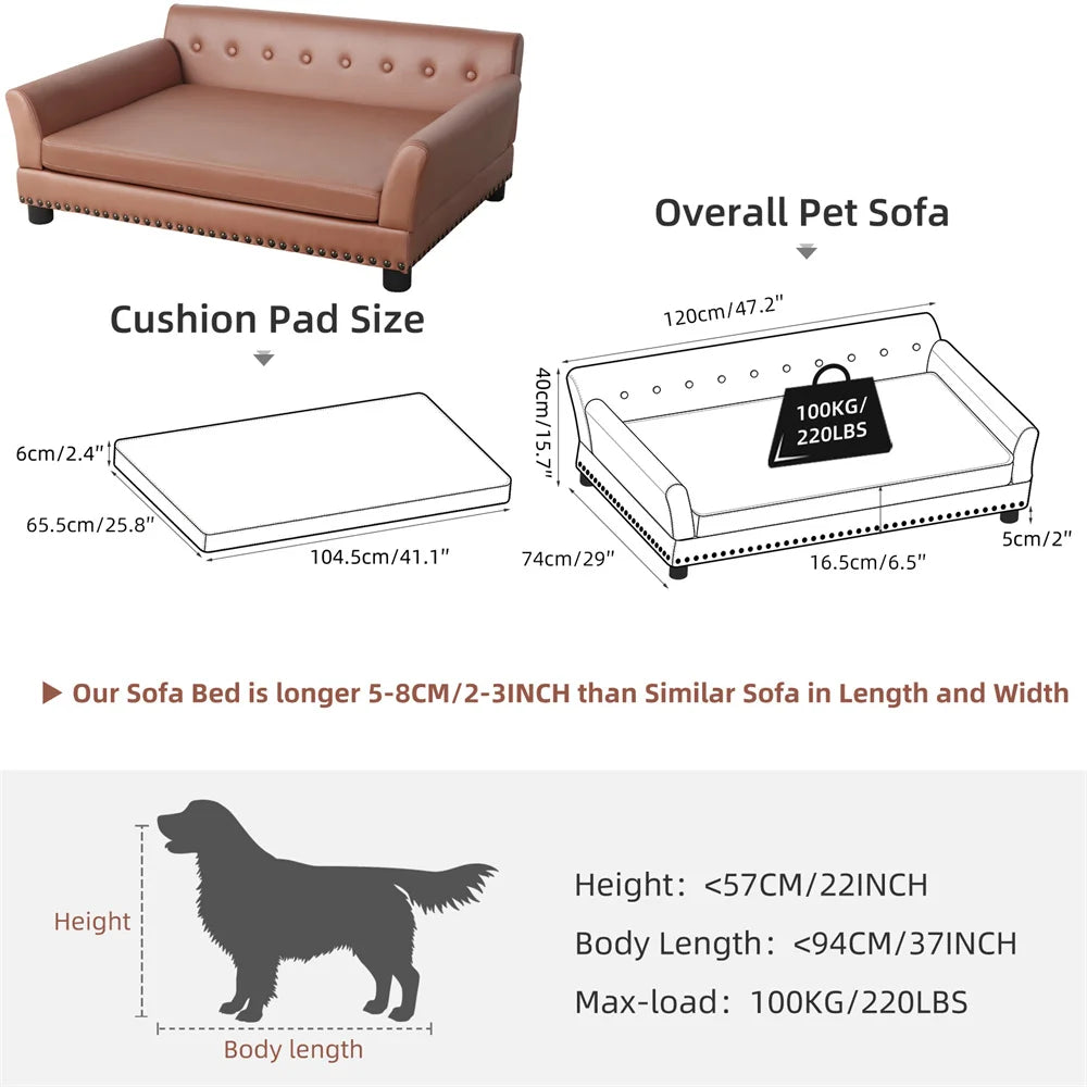 Borwart Luxury Heavy Duty Pet Sofa Bed With Removable Cover