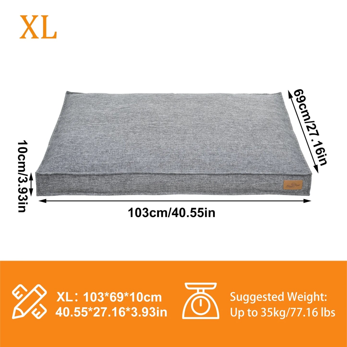 BINGOPAW Waterproof Linen Cover Dog Bed With Foam Base