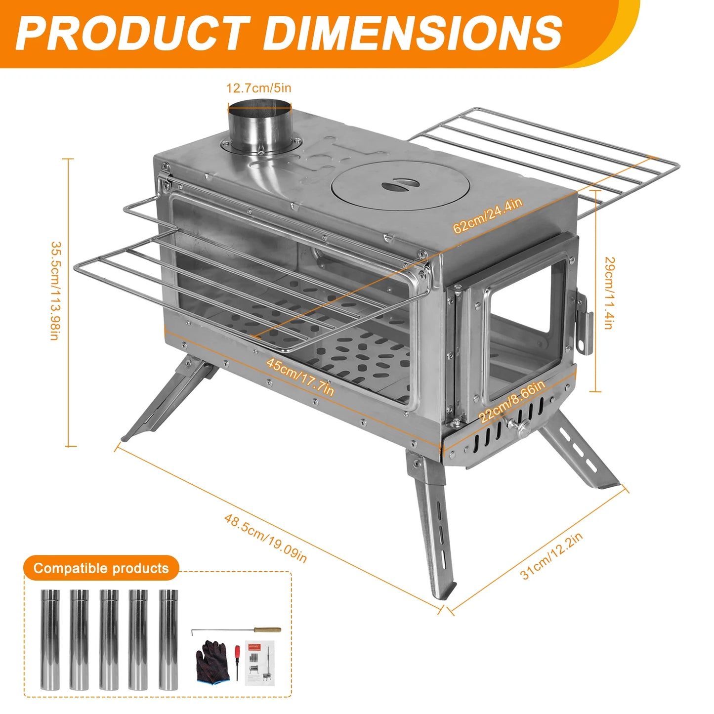 ATUOTIN Weatherproof Patio Heater With Chimney Pipe For Camping