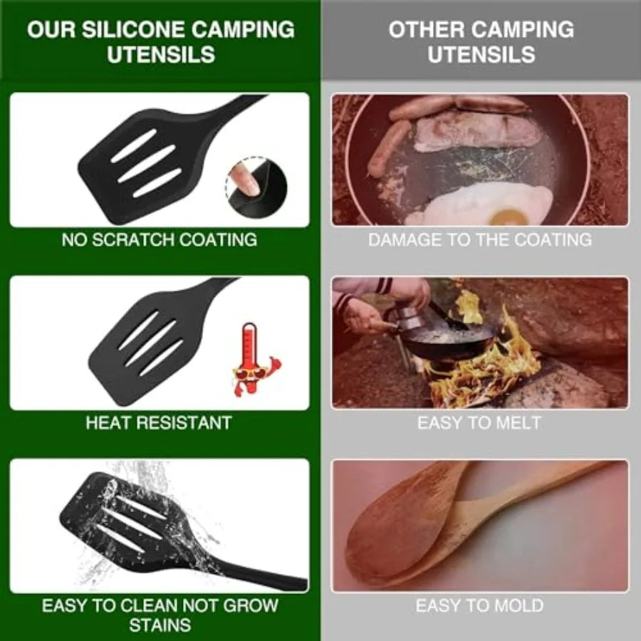 Camping Essentials Stainless Steel Cookware Utensils Set For Outdoors