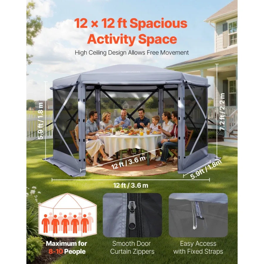 Pop Up Gazebo Screen Tent With Bite Proof Mesh For Outdoor Use