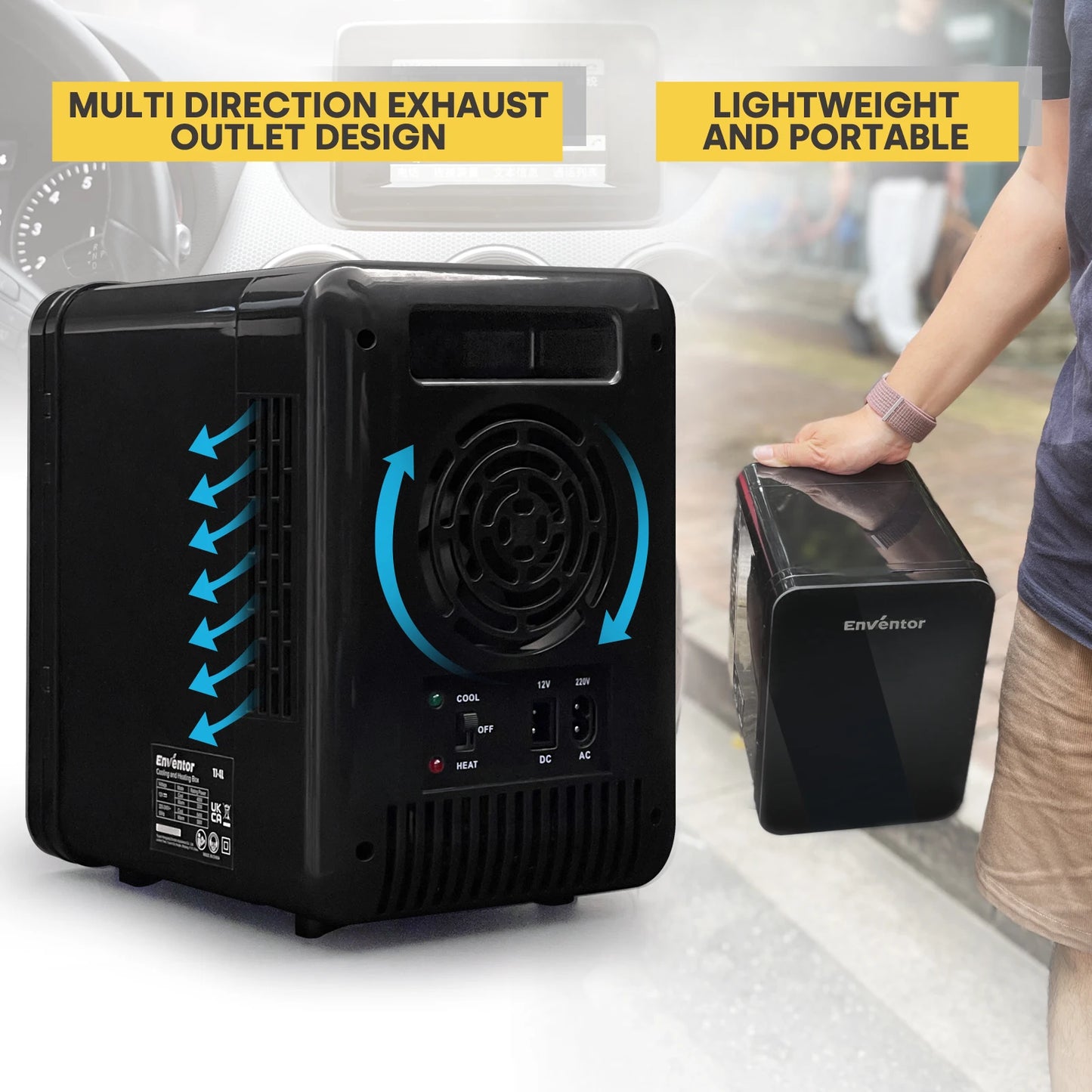 Enventor 4L Mini Car Fridge Skincare Cooler Warmer