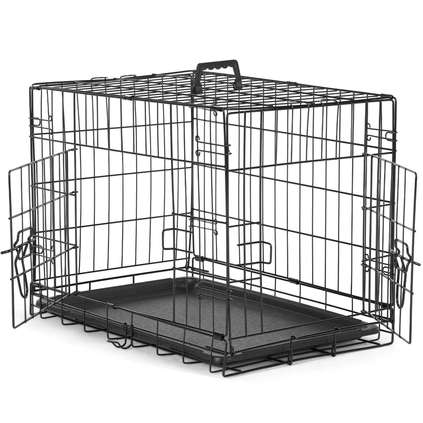 JHK Folding Metal Dog Cage With Leak Proof Pan Tray