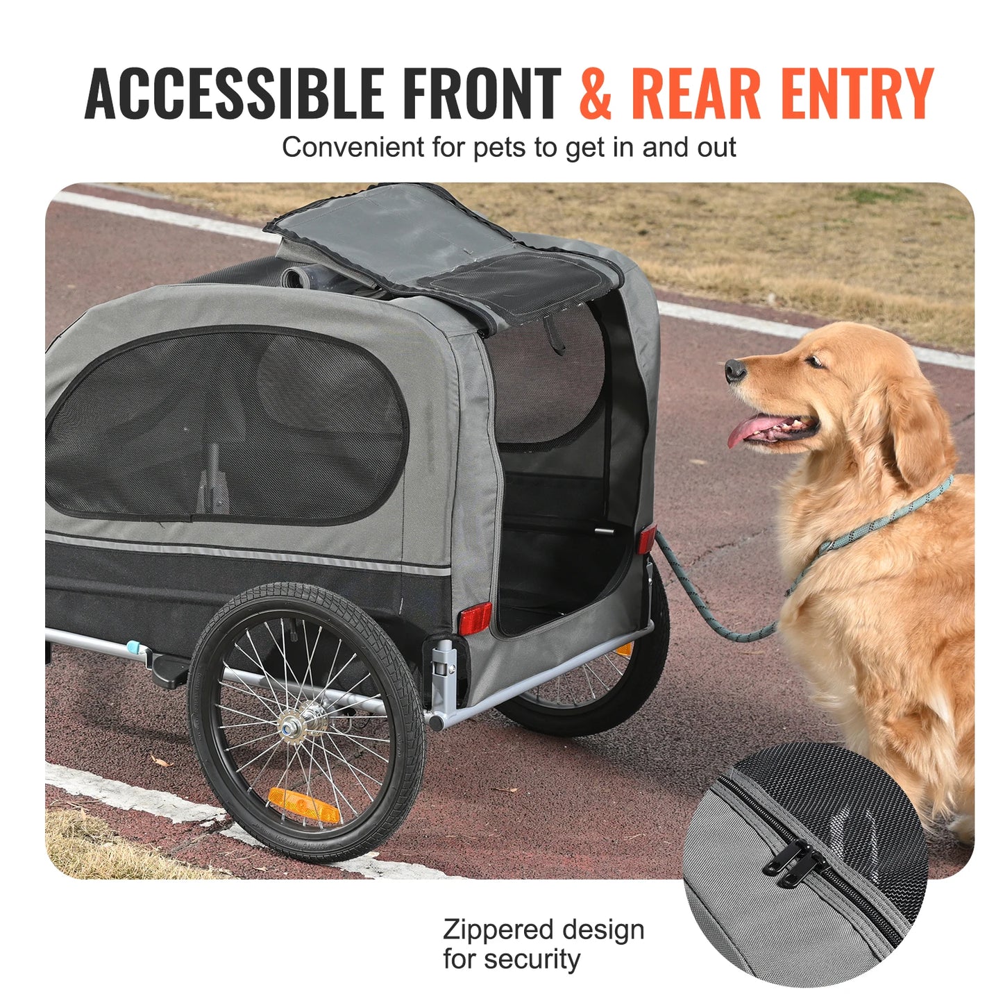 Dog Bike Trailer Carrier With Wheels And Reflectors Collapsible