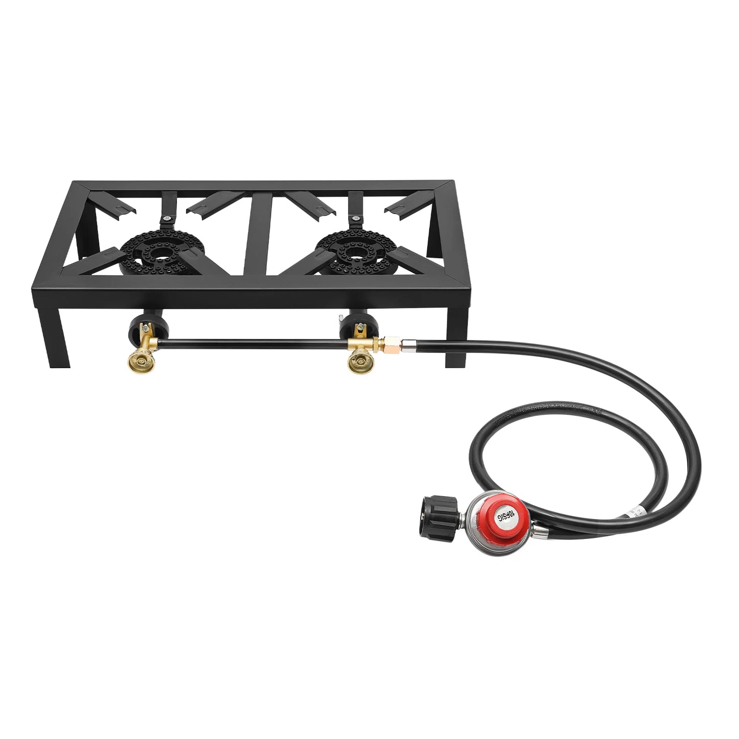 Portable Double Burner Gas Stove With 0-10 PSI Regulator