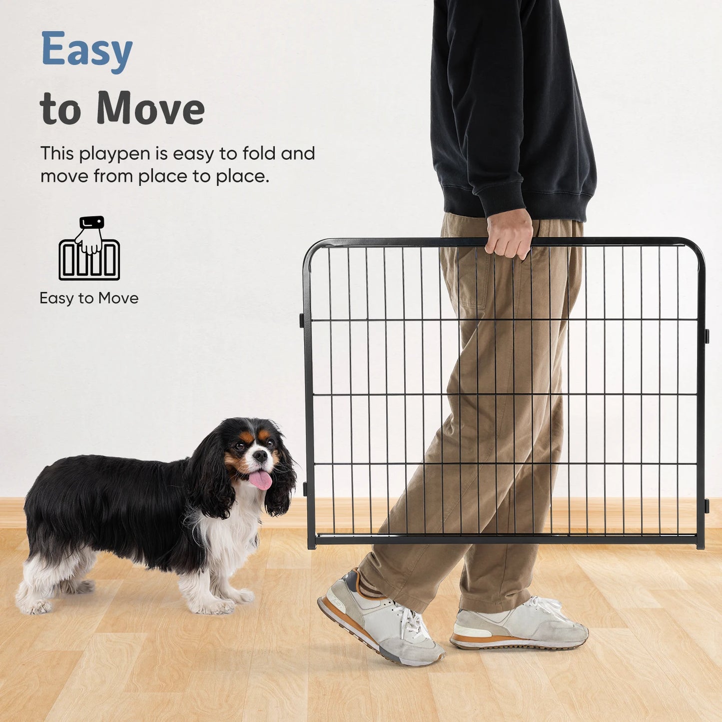 JHK Metal 8-Panel Dog Playpen For Indoor Outdoor Use