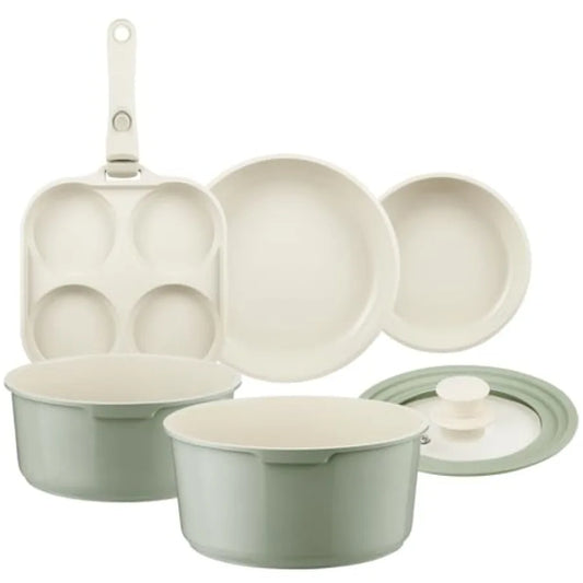 Nonstick Ceramic Pots And Pans Set With Detachable Handle Induction