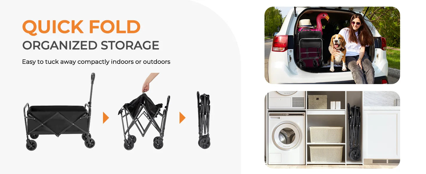Heavy Duty Foldable Wagon Cart With All Terrain Wheels