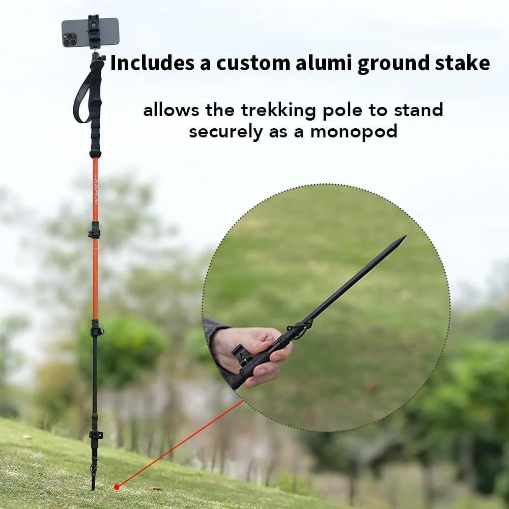 Selfie Trekking Pole Ultralight 7075 Aluminum With Built In Mount