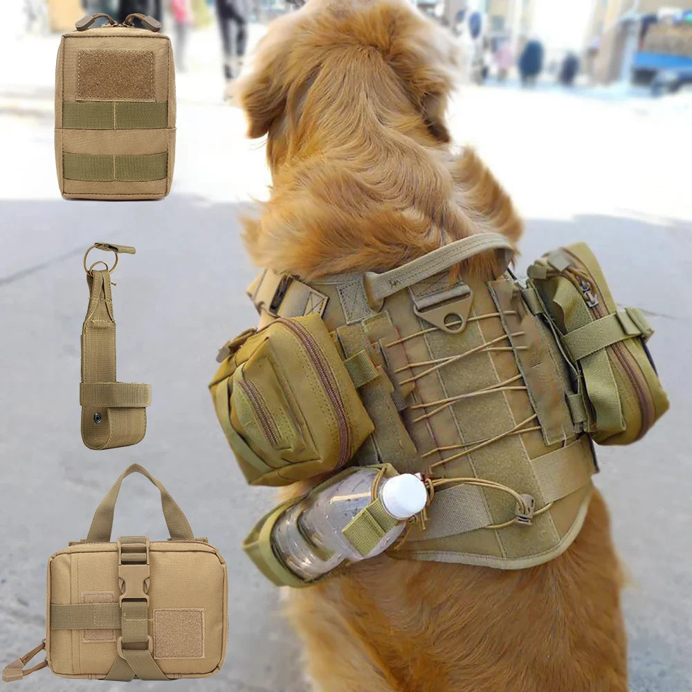 Dog Tactical Bags Set With MOLLE Pouches For Harness