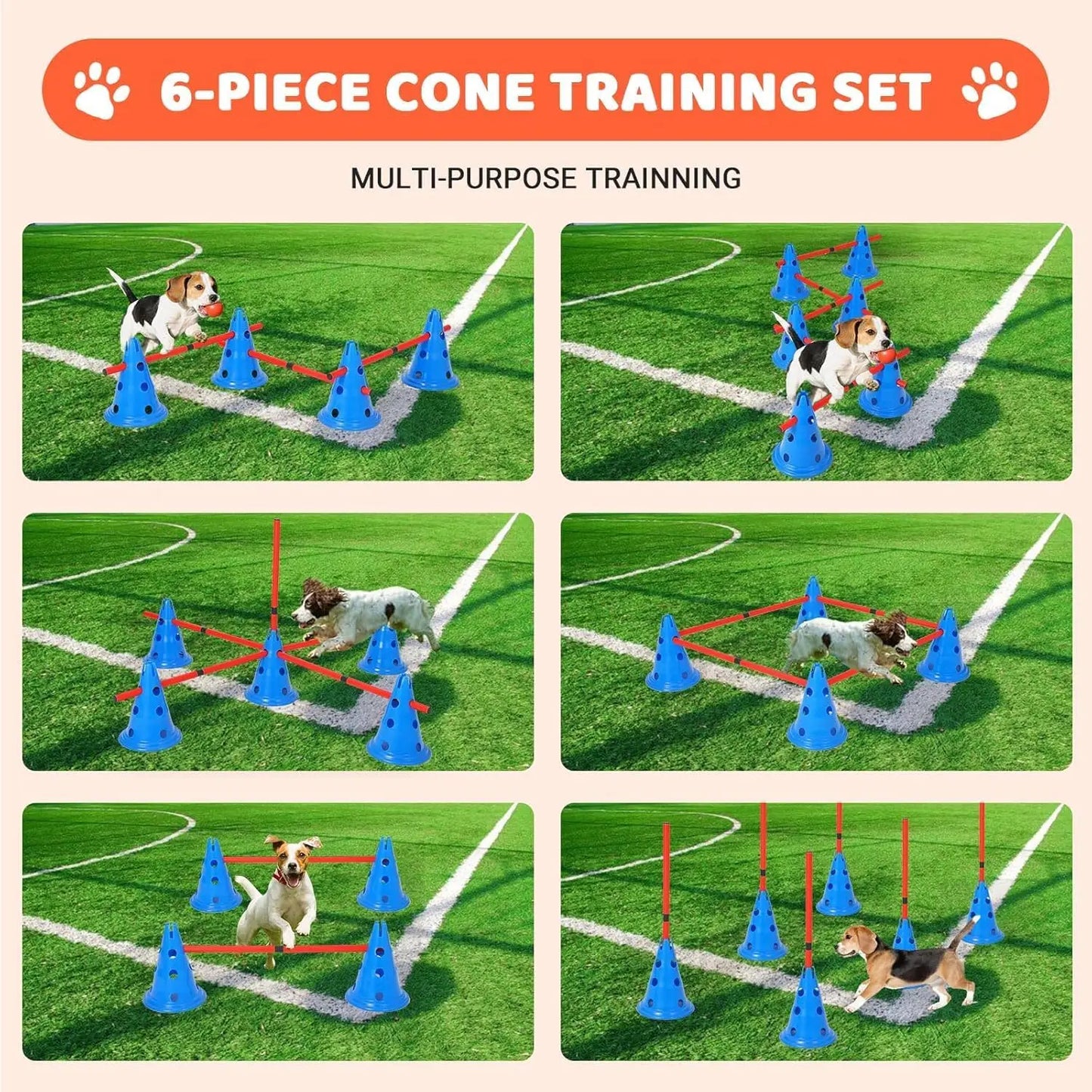Dog Agility Hurdle With 12 Cones And 6 Rods Heavy-Duty
