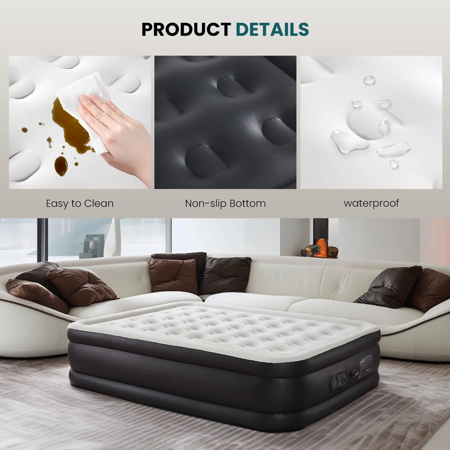 JHK Double Height Air Mattress With Non-Slip Bottom 660 Lb