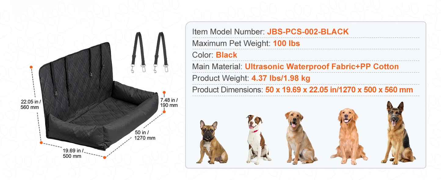 SucceBuy Dog Car Seat Waterproof Booster With ClipOn Leash