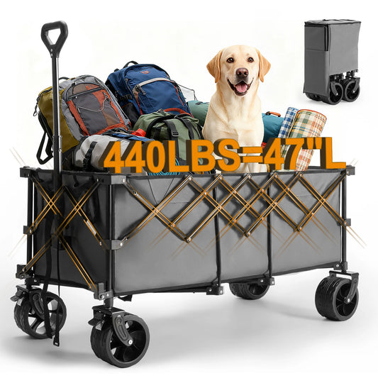 JHK Portable Extended Collapsible Wagon Cart 440lbs Heavy Duty Utility