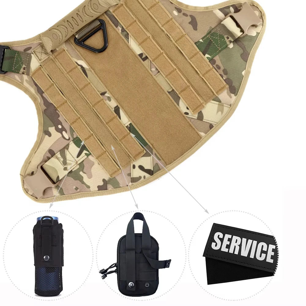 Military Tactical Malinois Harness Vest Set With Leash Patches - Paws and Pro's Outfitters