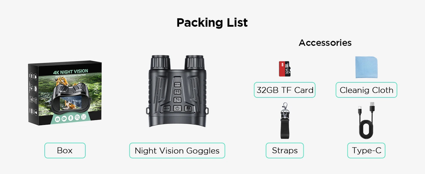 DIYIMIN Night Vision Binoculars 8x Digital Zoom HD 1080P