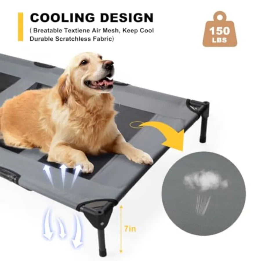 Elevated Dog Bed With Canopy Waterproof Outdoor Pet Cot Carry Bag