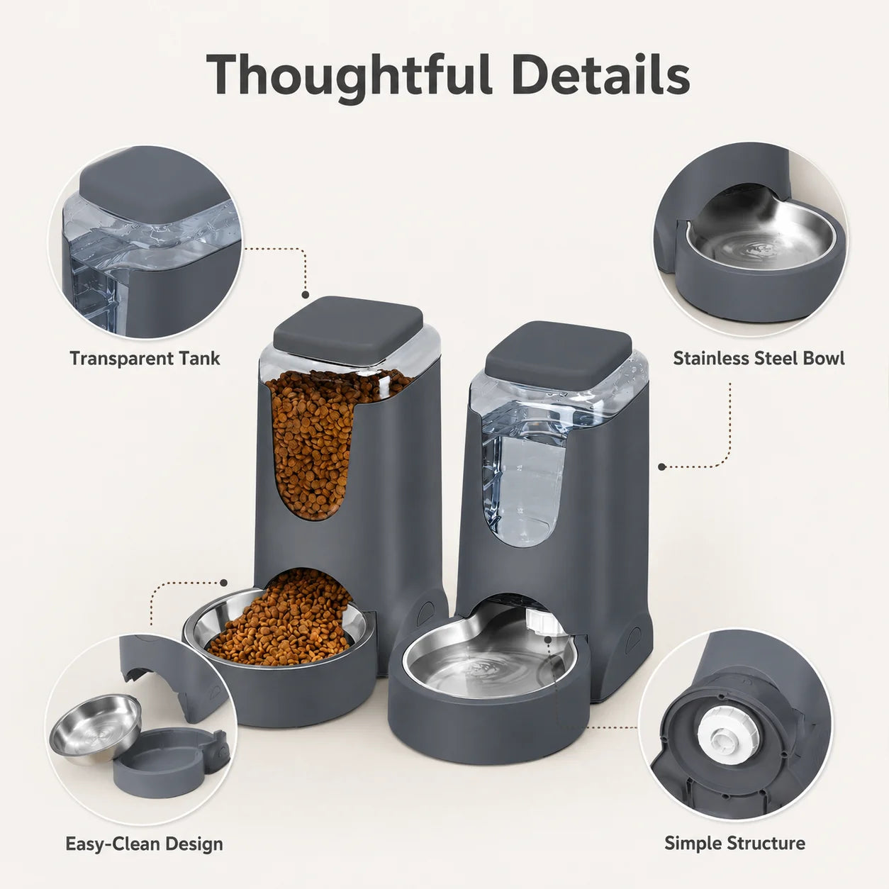 Automatic Pet Feeder and Water Dispenser Station with Stainless Bowl