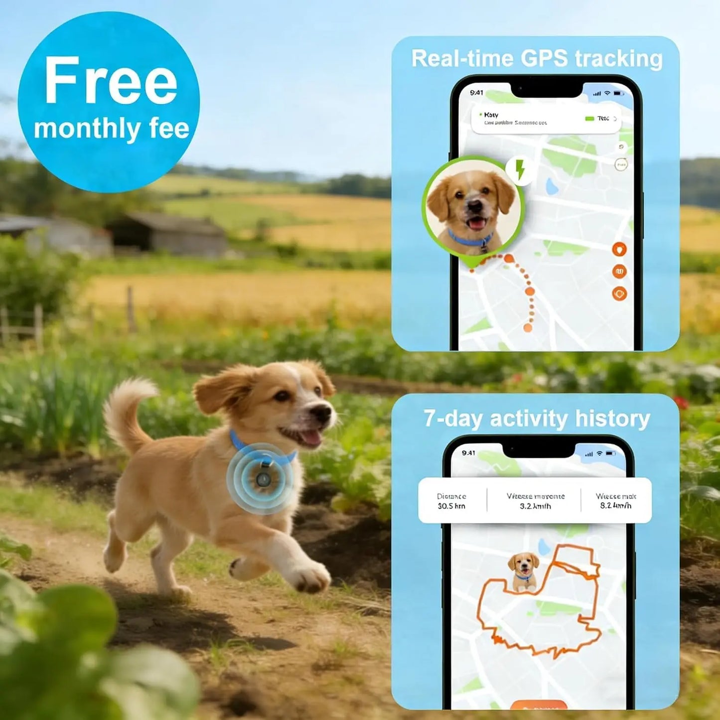 GPS Dog Tracker With Real Time Location No Monthly Fee